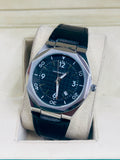 Universe Point Men’s Royal Blue Grid Dial Watch with Leather Strap